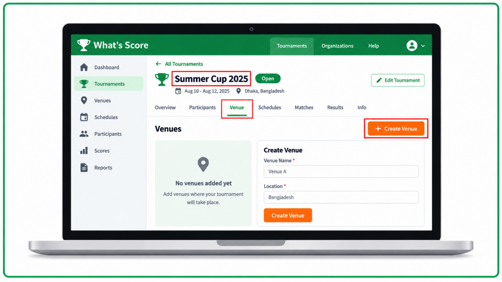 How to Use WHATSSCORE-add venue