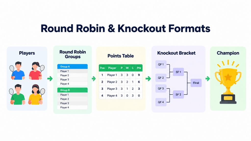 Round Robin & Knockout Tournament Support 